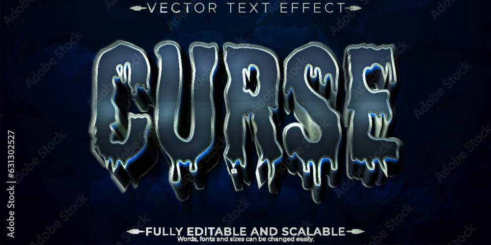 Wall mural curse horror text effect, editable zombie and scary text style