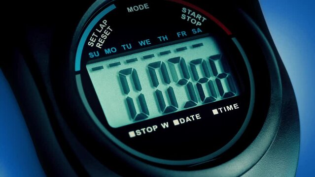 Stopwatch Counts To 10 Sports Timer Closeup