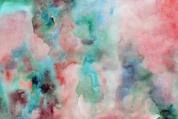 Green blue-red watercolor background texture