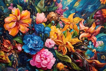 Poster Vortex of colorful excellent flowers © Lena Lir