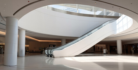 public shopping center mall or business center high big advertisement white wall space as empty blank white mockup signboard with copy space area for sale and offers advertisements