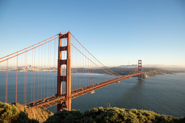 Golden Gate Bridge during sunset in San Francisco, California