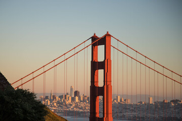 Golden Gate Bridge during sunset in San Francisco, California