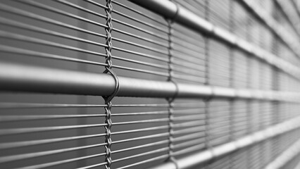 Woven metal structure of a postmodern facade fading in the background.