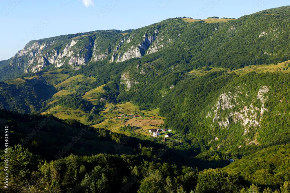 Wall mural summer landscape of apuseni mountains, occidental carpathians, near dumesti village, romania, europe