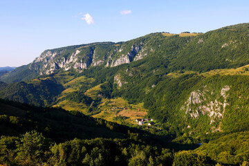 Summer landscape of Apuseni Mountains, Occidental Carpathians, near Dumesti village, Romania, Europe