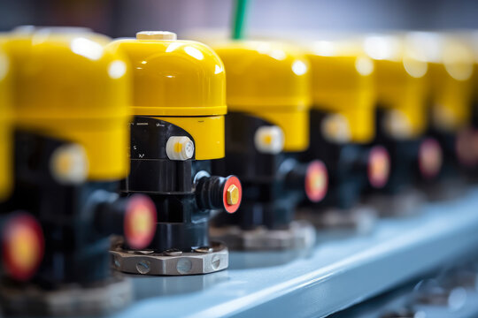 Vibration isolators made of silicone in close-up on an electrical panel against a blurred background