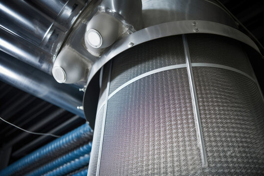 Extremely Close-up View Of A Dust Collector's Filter System For Removing Small Airborne Particles In An Industrial Setting