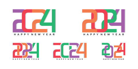 2024 happy new year logo design template vector illustration with unique modern concept