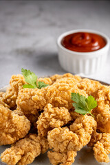 Breaded chicken strips. Chicken fingers.