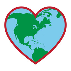 Map of United States enclosed inside a heart shape