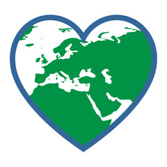 Map of Europe enclosed inside a heart shape