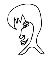 woman face simple vector sketch single one line art, continuous 
