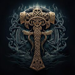 Epic High Fantasy Norse mythology Viking themed logo coat of arms emblem