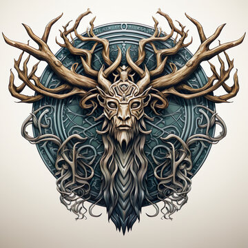Epic High Fantasy Norse mythology Viking themed logo coat of arms emblem