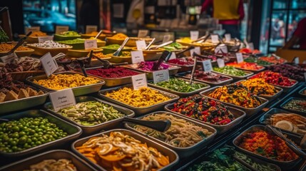 Colorful Market Delights: A Delicious Journey Through Fresh Fruits, Vegetables, Spices, Sweets, and More!, generative AI