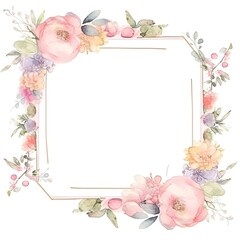 Romantic flotal watercolor frame