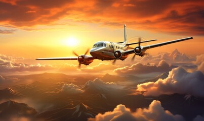 Airplane in sky background