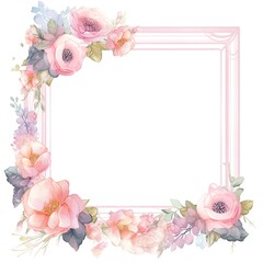 Romantic flotal watercolor frame