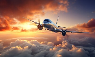 Airplane in sky background