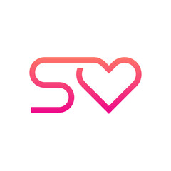 Letter S heart love modern minimal logo design