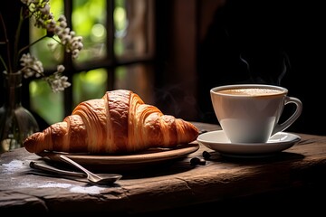 cup of coffee and croissant