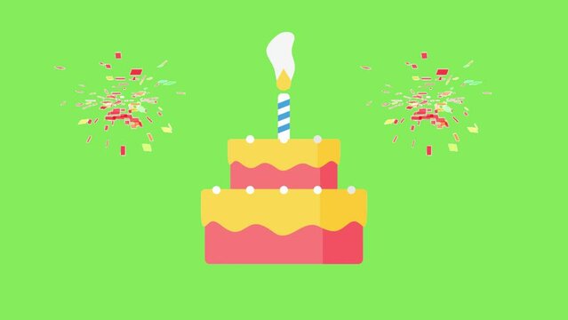 Birthday Cake With Candles With Green Background Animation Video 