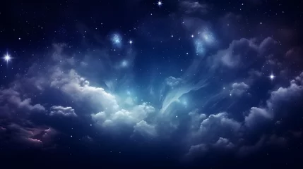Foto op Aluminium space night sky with clouds and stars, abstract background.  © Clipart Collectors