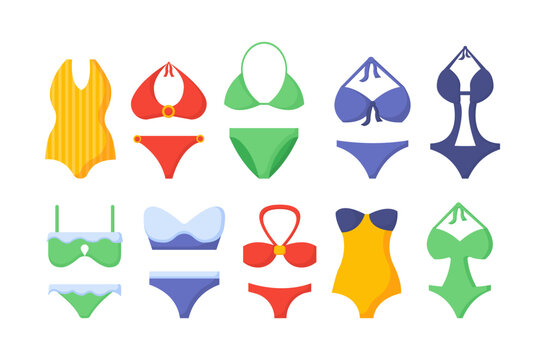 Set of various swimsuits vector concept
