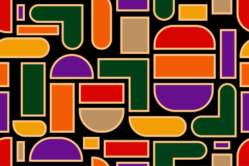 Abstract bold colors geometric design in a seamless repeat pattern - Vector Illustration
