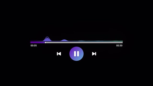 Dots Audio Waveform Visualization Animation, Music player scroll bar button with audio reactor, Music player scroll bar button with audio reactor, Music timeline or video track player,