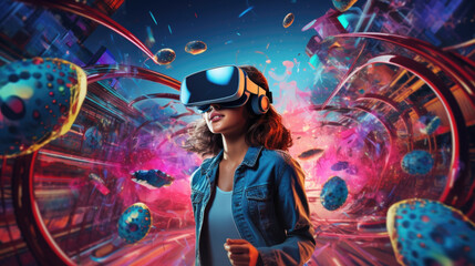A massive VR theme park where virtual reality and augmented reality mix to create an entirely new level of fun and entertainment. cyberpunk ar