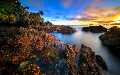 Sunrise on Little Palm Beach, Waiheke Island, New Zealand.