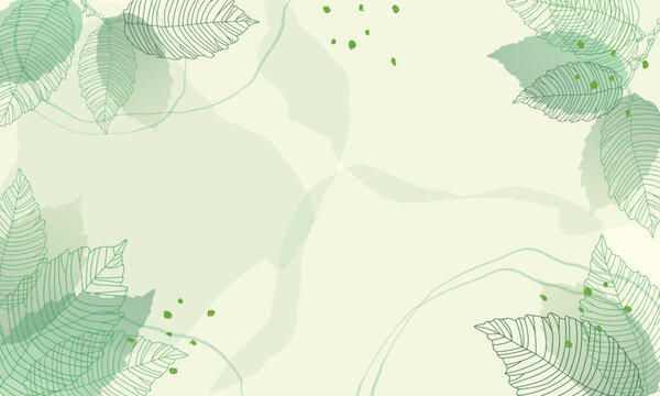 Presentation Background with tropical leaf plant on green background vector design.