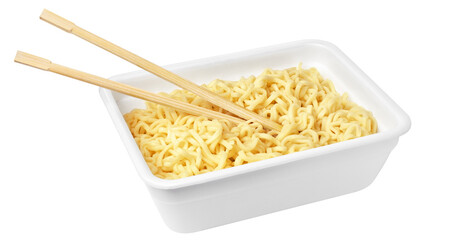 Noodles with wooden chopsticks, cut out