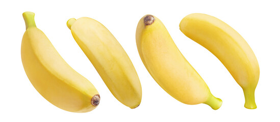 Set of delicious baby bananas, cut out