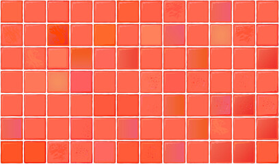 Seamless pattern ornament. Ceramic wall and floor tiles. Red tiled background. Wallpaper with checkered texture. Mosaic background for bathroom or kitchen. Vector illustration. © nataljacernecka