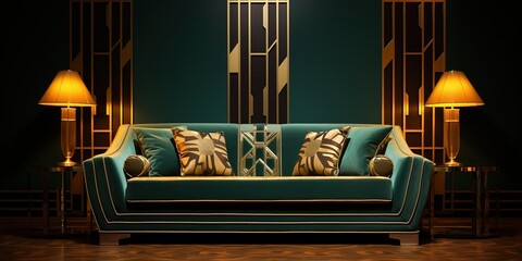 art deco sofa in living room interior