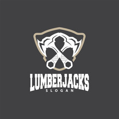 Ax Logo, Wood Cutting Tool Black Silhouette, Lumberjack Vector, Old Retro Vintage Minimalist Design, Icon Template Illustration