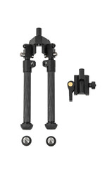 Modern metal folding bipod for a rifle or carbine. A device for the convenience of shooting. Isolate on a white back.