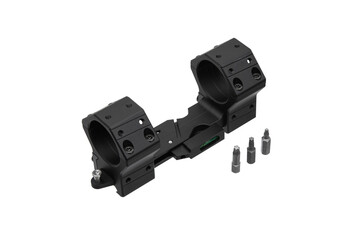 Naklejka premium Quick disconnect mount made for holding a scope on a rifle isolated on white back. Quick Release Sniper Cantilever Scope Mount.