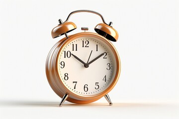 brown alarm clock isolated on white background.
