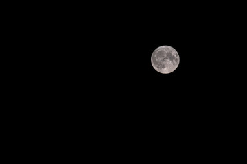 Full Moon. The night sky. Patterns and spots on the moon. Mysterious space. Satellite of the Earth....