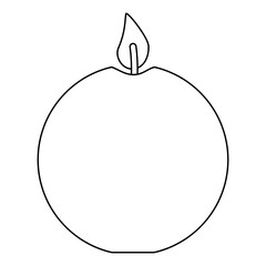 Minimalist round geometric shape candle, doodle style flat vector outline for kids coloring book