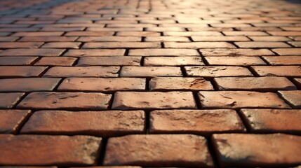Close up shot of textured brick wall. Vanishing point angle view
