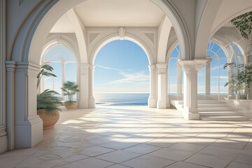 Fototapeta premium Palatial Interior Design of an Arch near the Ocean