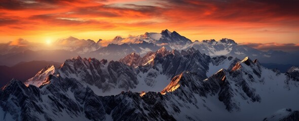 Fototapeta na wymiar Beautiful panoramic view of a mountain landscape at sunset.