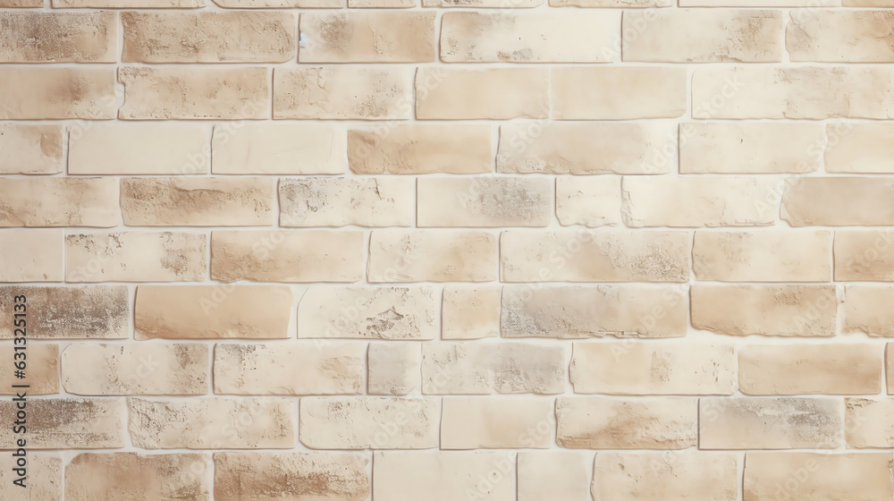 Poster generative ai : cream and white brick wall texture background. brickwork and stonework flooring back