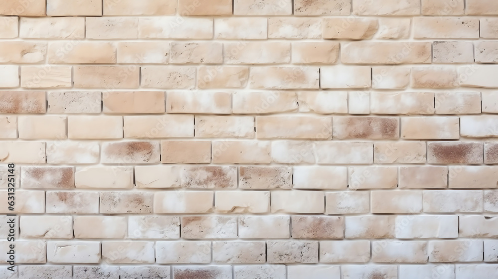 Poster generative ai : cream and white brick wall texture background. brickwork and stonework flooring back