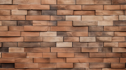 Generative AI : Beautiful brown block brick wall pattern texture background.